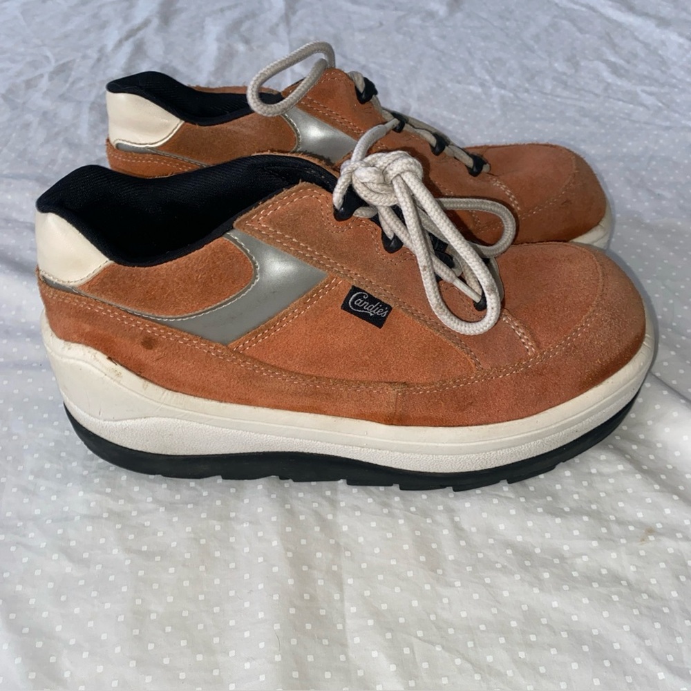 Y2K Candie’s Orange Platform Chunky  Sneakers Shoes Suede Women’s Size 8